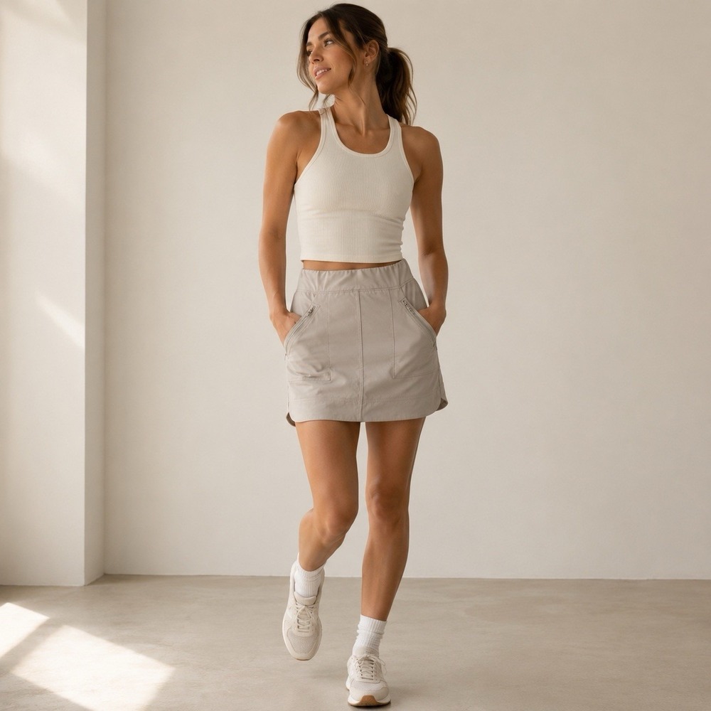 Athleta Skort Trekkie North Semi Fitted Womens 0 Gray Stretch Hiking Outdoor